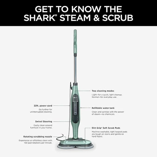 Shark S7000AMZ Steam & Scrub All-in-One Scrubbing and Sanitizing Hard Floor Steam Mop, Pure Water (Renewed)