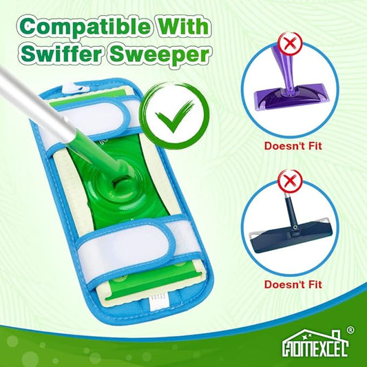 HOMEXCEL Microfiber Reusable Mop Pads Compatible with Swiffer Sweeper- Machine Washable Microfiber Pad Refills for Household Cleaning-Floor Cleaning Mop Head Pads Work Wet and Dry-Pack of 4