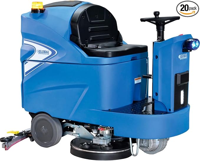 Global Industrial 641750 40 in. Auto Ride-On Floor Scrubber with Cleaning Path