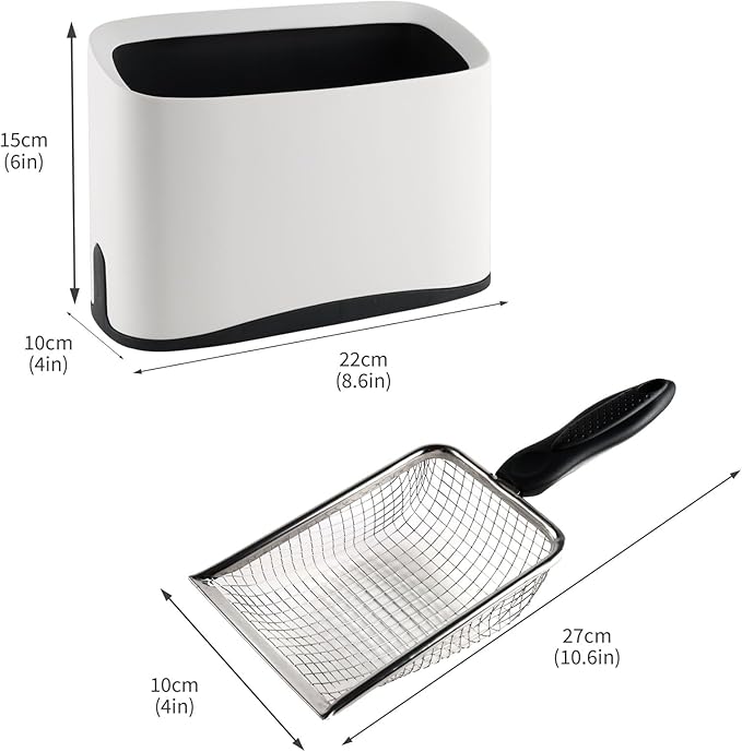 Cat Litter Scooper with Holder-Quick Sift Cat Litter Scoop Broom and Dustpan Set-Heavy Duty Stainless Steel Litter Scoop with Coarse and Fine Grid-Easy Clean-No Residual Odors