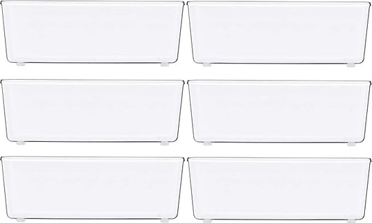 Simple Houseware Clear Drawer Organizer for Office Bin Desk Storage, 3.25"x 6.25", 6 Packs