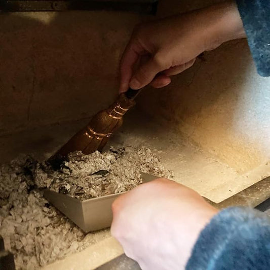 Mini Metal Dustpan and Brush Set Natural Bristle Hand Broom for Fireplace Woodstove