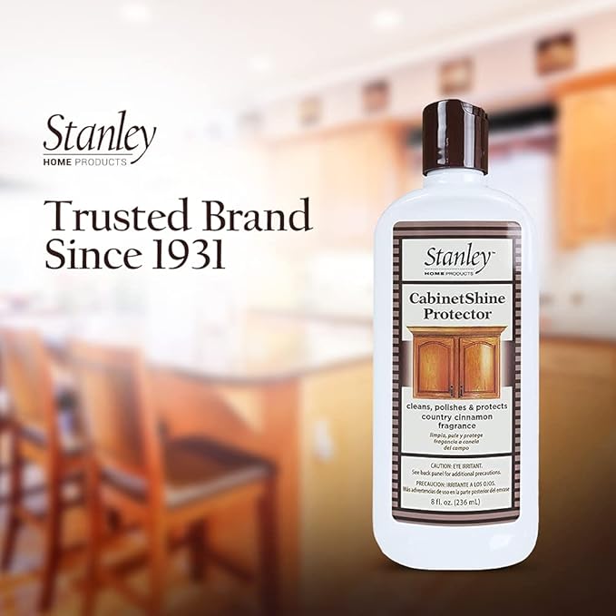 STANLEY HOME PRODUCTS CabinetShine Protector - Furniture Cleaner and Polish - Removes Dust Dirt and Grime Restores and Renews Protects Wood Finish Cinnamon Scent Suitable for Home and Commercial Use