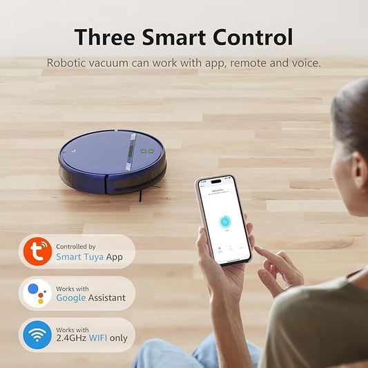 Robot Vacuum and Mop Combo, Robotic Vacuum Cleaner 2 in 1 with WiFi/App/Voice, Schedule, Water Tank and Dustbin, Self-Charging, Slim, Ideal for Hard Floor, Pet Hair, Carpet