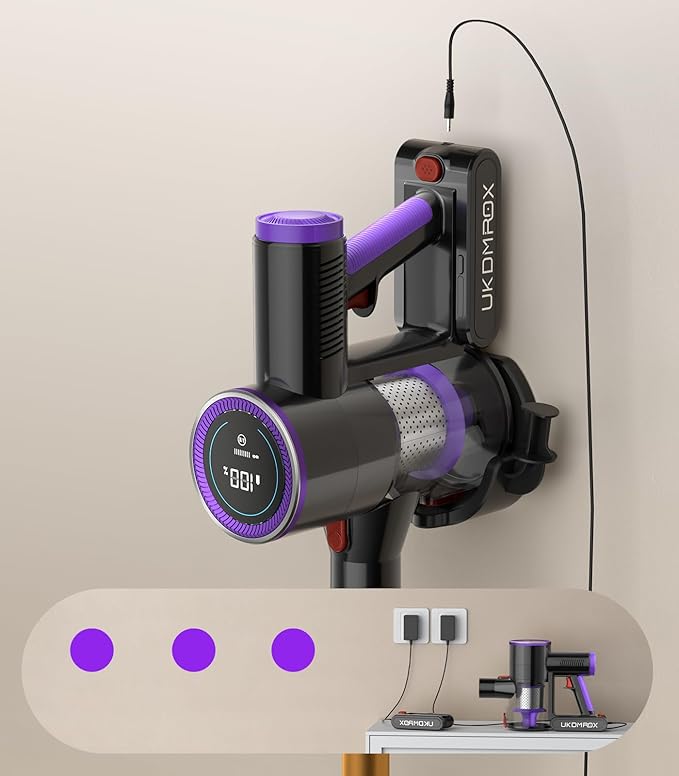 Cordless Stick Vacuum Cleaner: 500W 45KPA 45Mins with Powerful Suction, Self-Standing Lightweight Wireless Rechargeable Handheld Vacuum with Touch Screen for Home Pet Hair/Carpets/Floors/Sofa