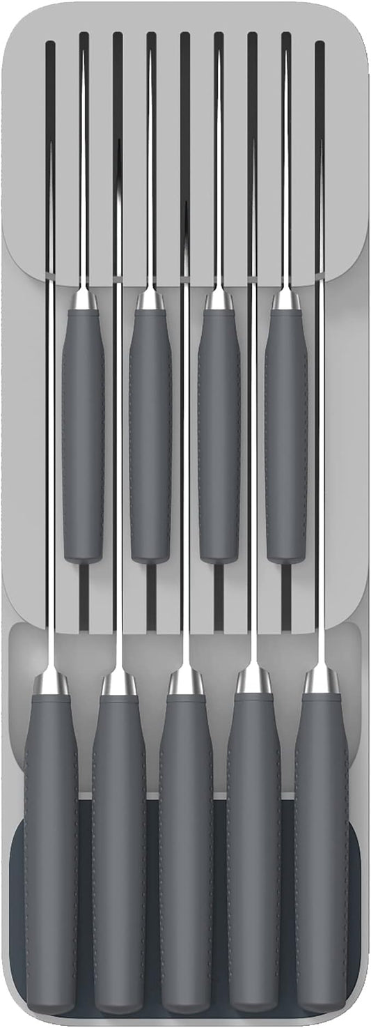 Joseph Joseph DrawerStore Knife Organizer, holds up to 9 knives, Kitchen Organization & Drawer Storage – Compact, Grey