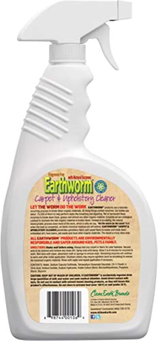 Earthworm Carpet & Upholstery Cleaner Spot & Stain Remover - Natural Enzymes, Safer for Family, Environmentally Responsible - 22 oz
