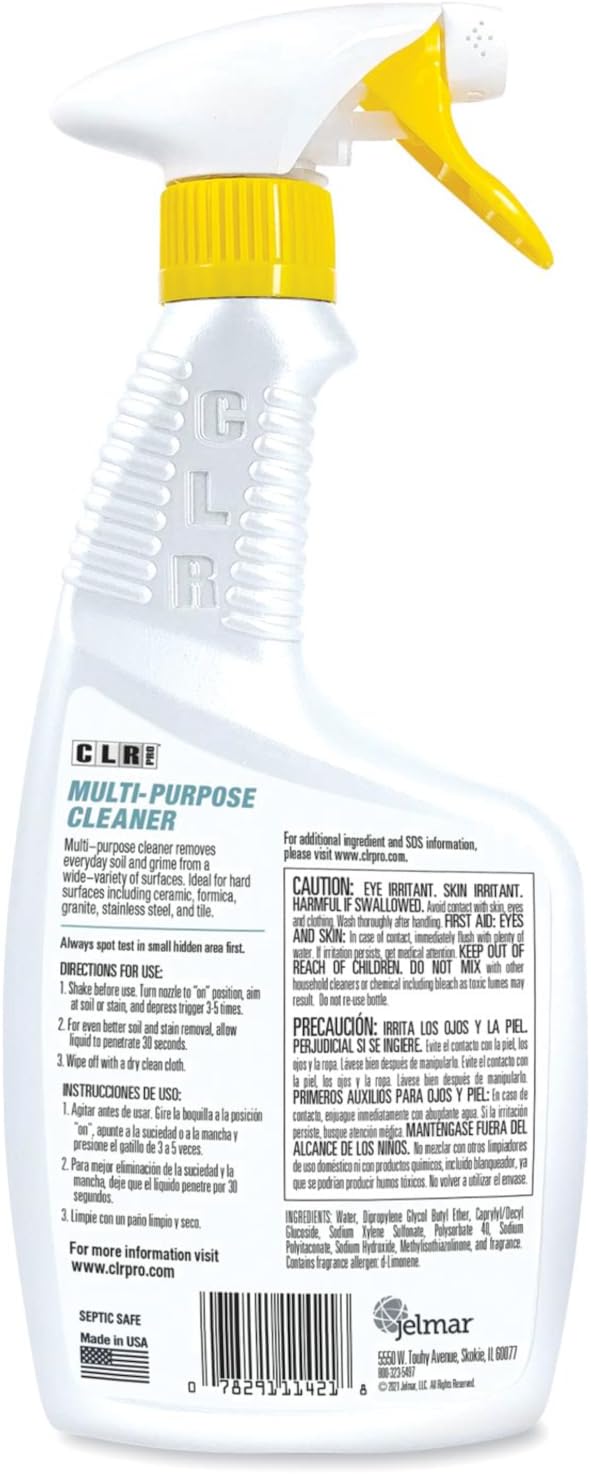 CLR PRO Multi-Purpose Cleaner, Lemon Scent, 32 Fl Oz bundled with Microfiber Cloth