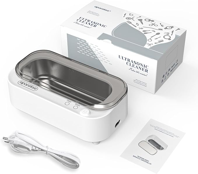 Ultrasonic Jewellry Cleaner 350ml, 47KHz Portable Professional Household Ultrasonic Cleaner Machine for Jewelry Glasses Watches Silver Rings Necklace Shavers Dentures Coins