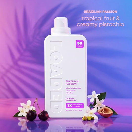 Loaded Laundry Detergent, Luxury Perfume Scented | 50 Loads | Pistachio & Caramel | Skin-Friendly & Plant-Based | Made in USA | 32 oz