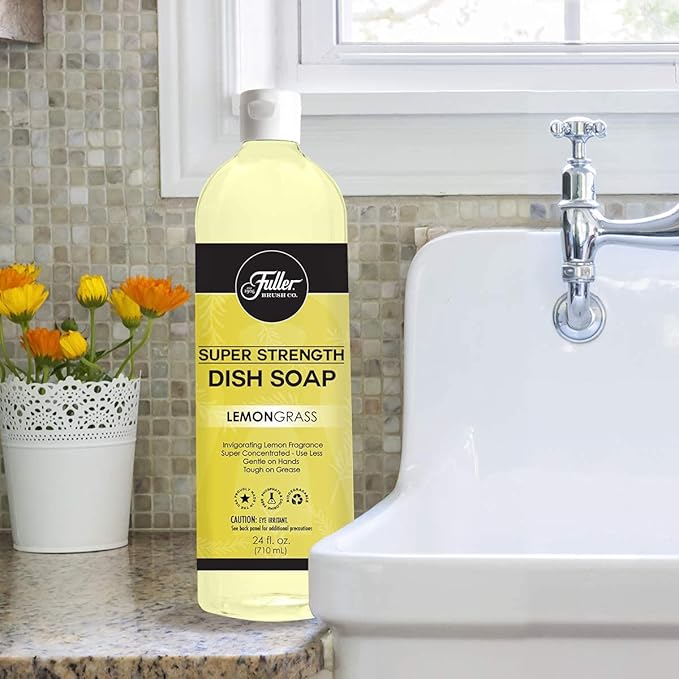 Fuller Brush Super Strength Dish Soap – Lemongrass – Ultra Concentrated Formula – Cuts Grease Fast, Clean Dishes, Glassware, Silverware, Pots, Pans & Surfaces – (Pack of 2)
