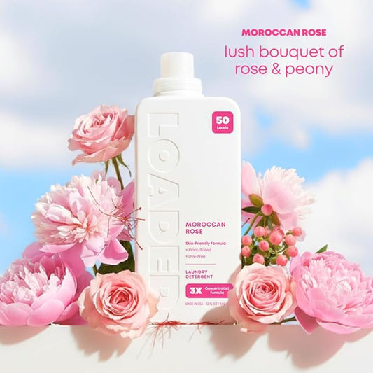 Loaded Laundry Detergent, Luxury Cologne Scented | 50 Loads | Rose Petals & Peony | Skin-Friendly & Plant-Based | Made in USA | 32 oz