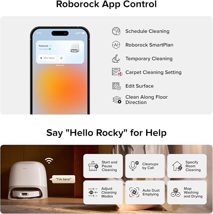 roborock Qrevo CurvX Robot Vacuum and Mop, 22,000Pa Suction, 3.14’’ Ultra Slim, Zero-Tangling Design, Reactive AI Obstacle Recognition, AdaptiLift Chassis, Auto Hot Water Mop Washing & Drying