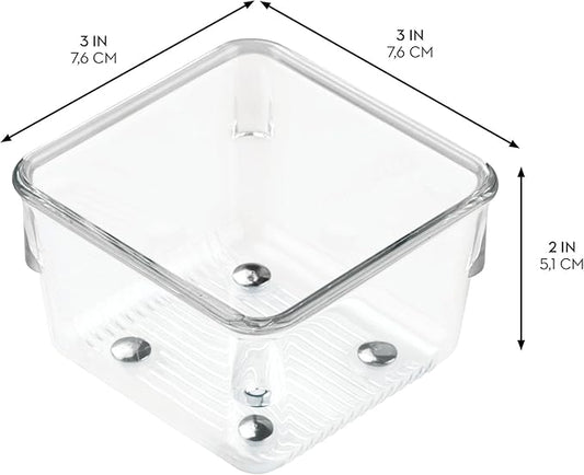 iDesign Plastic Drawer Organizer Bins - Storage for Kitchen, Bathroom, and Desk Drawers - Set of 6 - Clear