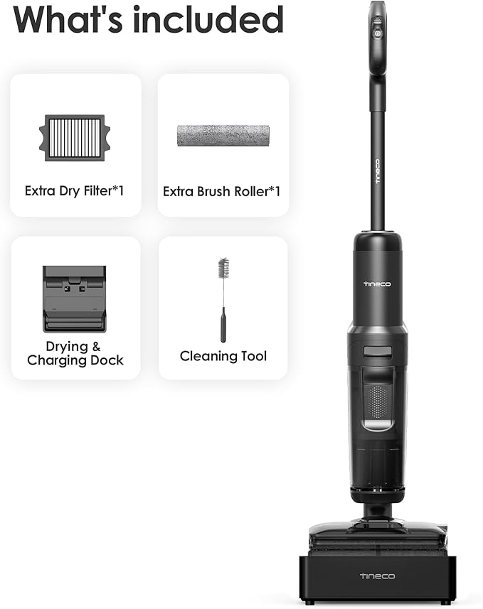 Tineco Floor One S7 Stretch Steam Cordless Wet Dry Vacuum Steam Mop All-in-One, 320℉ HyperSteam, 180° Lay-Flat, Anti-Tangle Design, FlashDry Self-Cleaning, Up to 75 Min Runtime