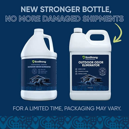 Eco Strong Outdoor Odor Eliminator Outside Dog Urine Enzyme Cleaner Powerful Pet, Cat, Animal Scent Deodorizer | Professional Strength for Yard, Turf, Kennels, Patios, Decks (128 OZ)