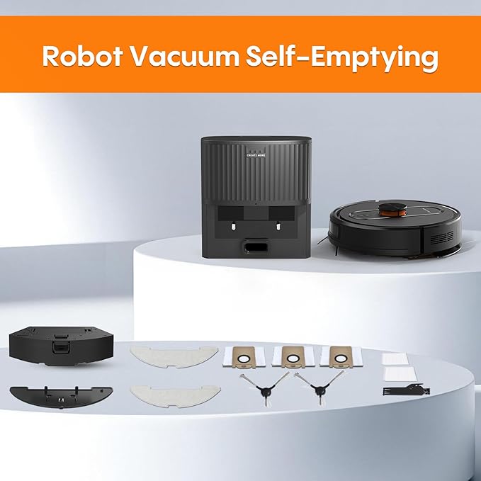 Robot Vacuum and Mop with Self-Emptying, Robotic Vacuum with 90-Day Hands-Free, Mapping, 5000Pa, LiDAR Navigation, Cleaning, Wi-Fi/App/Alexa Control, No-Go Zones,Ideal for Pet, Hard Floors, Carpet