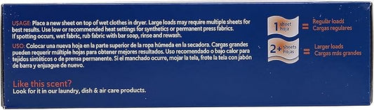 Clorox Fraganzia Fabric Softener Dryer Sheets, Hawaiian Scent - Wrinkle Reducing Scented Softening Laundry Dryer Sheets for Great Smelling Clothes, 105 Count - 6 Pack