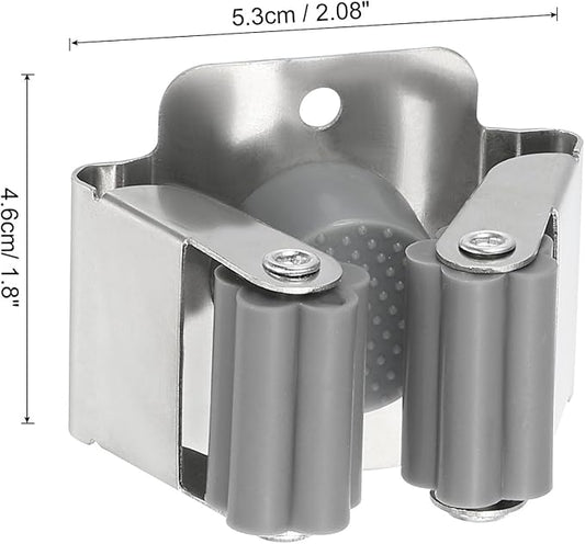 PATIKIL Broom and Mop Holder, 12 Pack Wall Mounted Stainless Steel Mop Hanger Heavy Garden Tool Organizer Rack Hanging Clips with Screws for Home Garage, Grey