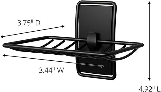 Command Soap Dish for Shower, Damage-Free Hanging, No Tools Soap Holder for Holiday Guests, 1 Matte Black Dish and 2 Water-Resistant Strips