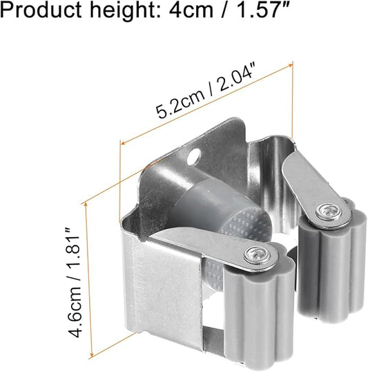 uxcell 12pcs Mop Broom Holder Wall Mount, 304 Stainless Steel Mop and Broom Holder, Wall Mounted Broom Hanger for Bathroom, Kitchen, Office, Grey