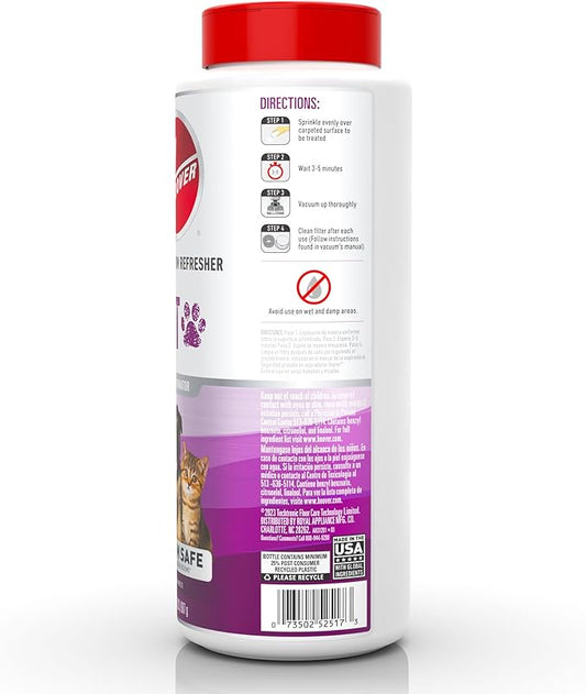 Hoover Pet Carpet and Room Refresher, 32 oz, Carpet Powder, Pet Odor Remover, Mountain Breeze Scent, Vacuum Cleaner Safe, For Use on Carpets, Rugs, Couches & More, For Home Use