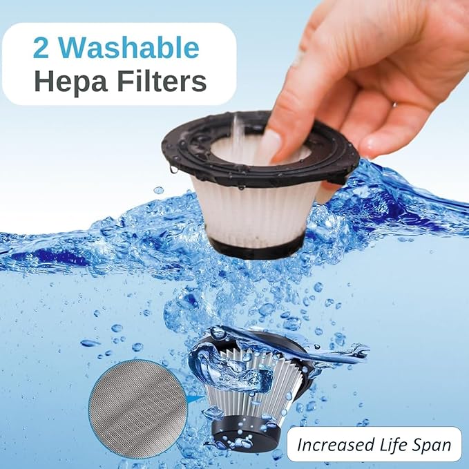 Handheld Vacuum Cordless Rechargeable – 13000PA Powerful Car Vacuum with Best Suction, Lightweight Mini Cleaner for Home/Office, High-Power Dust Busters for Pet Hair, USB Charging & LED Light