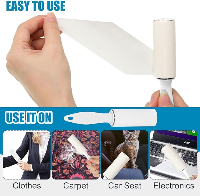 Hushee 100 Pack Mini Lint Rollers 3000 Sheets Travel Size Lint Roller Small Portable Remover for Couch Furniture Clothes Cat Hair Removal 5.9 x 1.1 Inches (White)