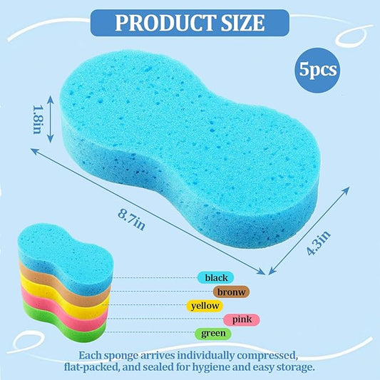 5 Pack Large Car Wash Sponges Non-Scratch Sponges for Auto, Truck, RV, Boat Cleaning Thick Foam for Kitchen, Bathroom, Household (Large)