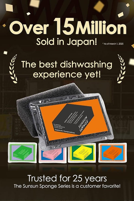 SunSun Sponge Kitchen Sponges, Made in Japan All Surface Scratch-Free Odor Resistant Durable Long-Lasting Sponge for Dishwashing, Pastel Color, 4 Count