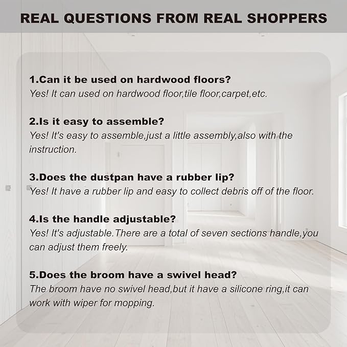 Broom with Dustpan Combo Set, Dust Pans with Long Handle, Brooms with Dustpan, Dust Pan Broom Kit for Home Kitchen & Yard Outside Sweeping(Gray&Red)