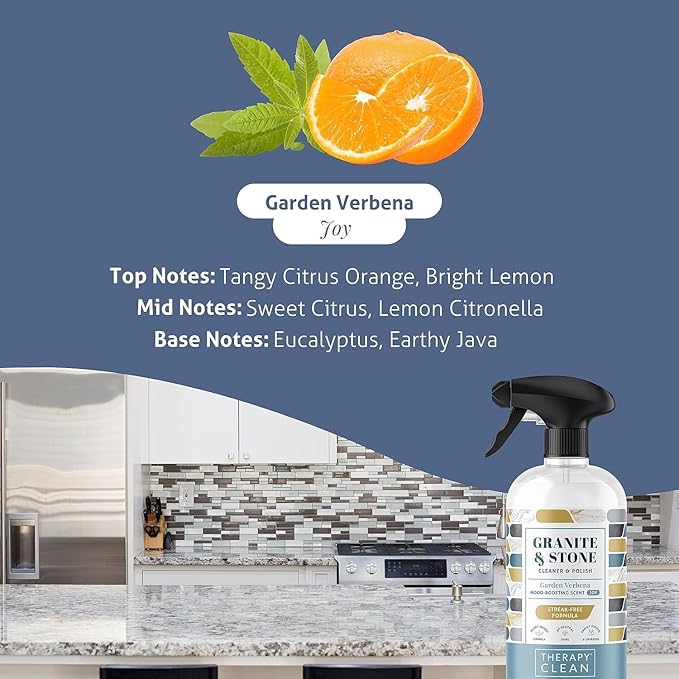 Therapy Granite Countertop Cleaner & Polish (2 Pack - With Microfiber) - pH Neutral, Marble Cleaner, Soapstone, Quartz, Stone, Quartzite, Slate, Limestone, Corian, Laminate