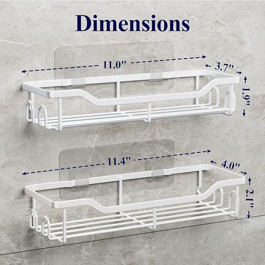 Kitsure Shower Caddy Large - Adhesive Shower Organizer, Stainless Steel Shelf for Inside Shower, No Drill Bathroom Organizers and Storage, Home Decor Accessories, 2 Pack, White