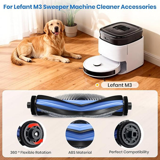 M3 Replacement Parts for Lefant M3 Accessories Robotic Vacuum Cleaner Parts 2 Roller Brush,4 HEAP, 6 Mops, 6 Dust Bags, 6 Side Brushes, 1 Clean Brush