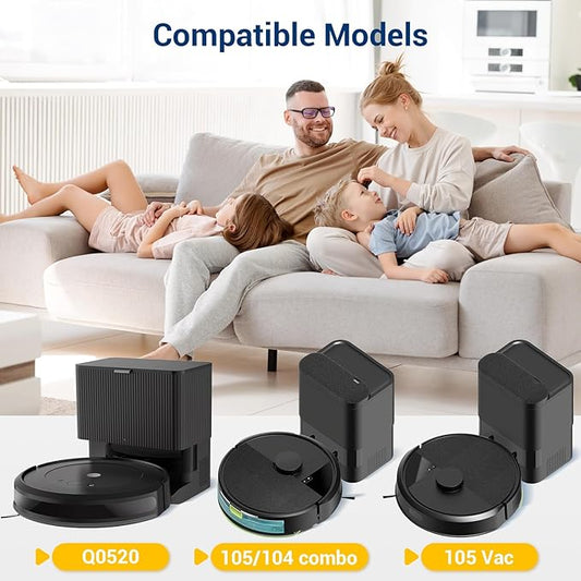 27 Pack Accessories Kit,Compatible with Roomba 104 / Q052 / 105 Vac / 105 Combo Robot Vacuum Cleaner Replacement Parts,2 Rubber Main Brush 6 Filters 6 Side Brushes 6 Vacuum Bags 6 Mop Pads