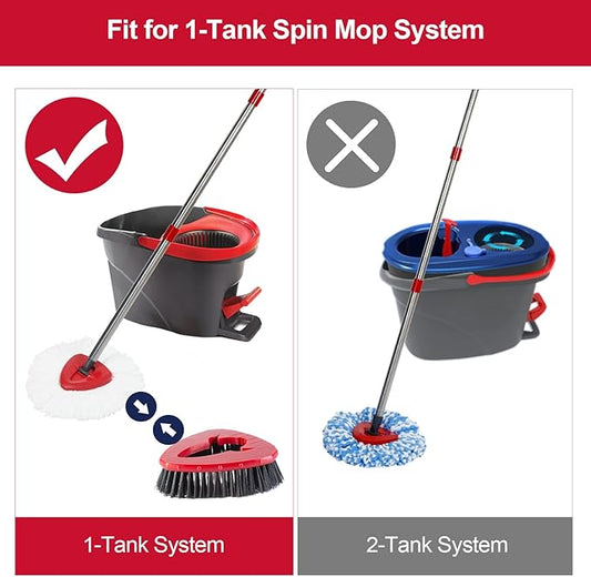 Spin Mop Scrub Brush Head Compatible for O Cedar EasyWring 1-Tank System, Floor Scrubber Mops Head Replacement Cleaning Brush for Bathroom, Kitchen, Tub and Tile, Spin Mop Attachments