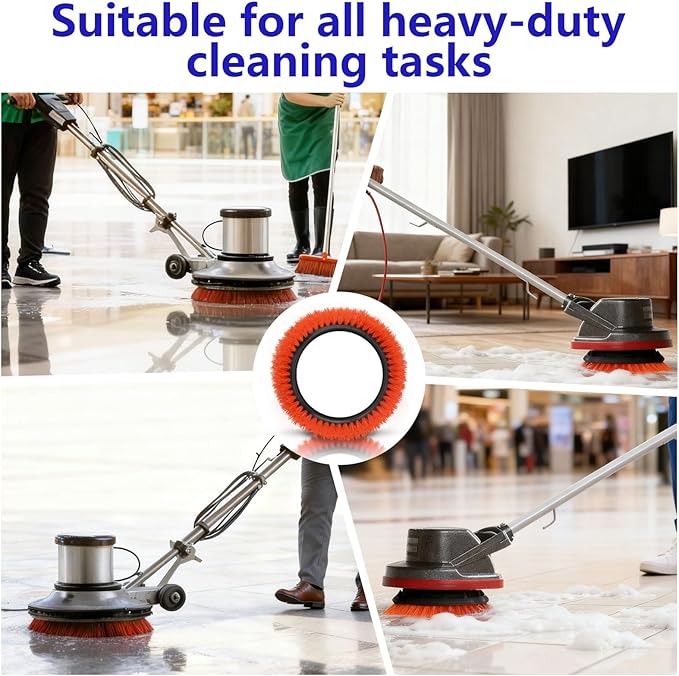 237047 Orange Commercial Tile and Resilient Floor Scrub Brush Replacement for Oreck Commercial ORB550MC, ORB600MW and ORB700MC Floor Machines, Heavy-Duty Brush, 10.5 in. Diameter