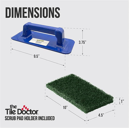 Scrub Doctor 6-Pack of 10 x 4.5 x 1 in. Large Green Scrub Pads and Scrub Pad Holder Scrub-HLD-L-GRN-6, Heavy-Duty Scrubbing Pads for Boat and Automotive Surfaces, Dishes, Kitchens, and Paint Scuffing