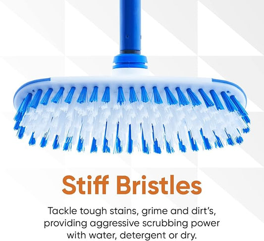 Superio Deck Scrub Brush with Long Handle 54", Heavy Duty Stiff Bristles Grout Scrubber with Scraper - Cleans Hot Tub, Swimming Pool, Granite Tiles, Bathroom, Patio, Kitchen, Wall and Deck (2, 54")…