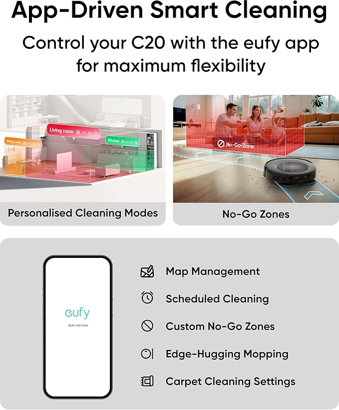 eufy Certified Like-New Omni C20 Robot Vacuum and Mop Combo, Self-Emptying, Auto Mop Washing & Drying for Hands-Free Cleaning, 7000 Pa Suction (Renewed)
