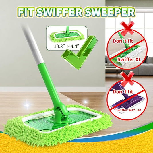 Reusable 100% Coral Fleece Mop Pads Compatible with Swiffer Sweeper, Wet and Dry Flat mop Cover, 3 Pack Washable Pads for Surface/Hardwood Floor Cleaning (Mop is Not Included)