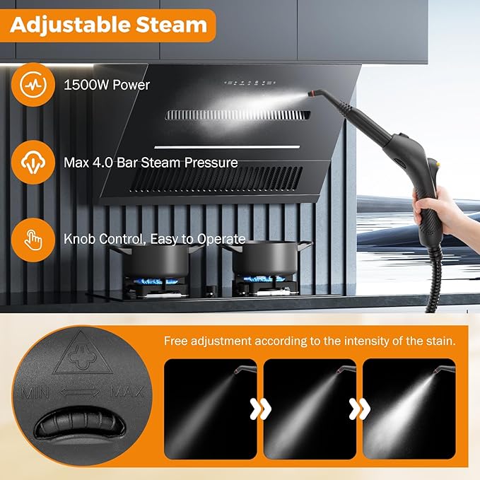 BEAMNOVA Steam Cleaner Electric Household Steamer High Pressure Multipurpose Rolling Cleaning Machine for Carpet Upholstery Floor Car Detailing Home Inside 1.5L 50.72oz Water Container with Roller