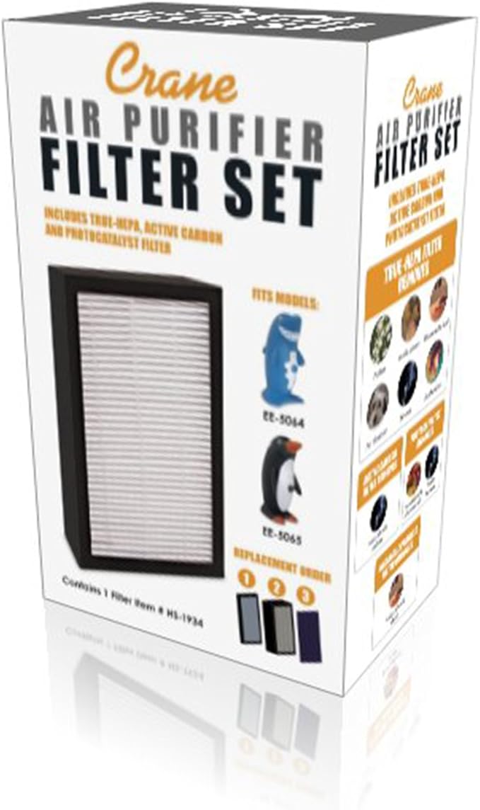 Crane Accessories Air Purifier Filter, Black (Pack of 2)