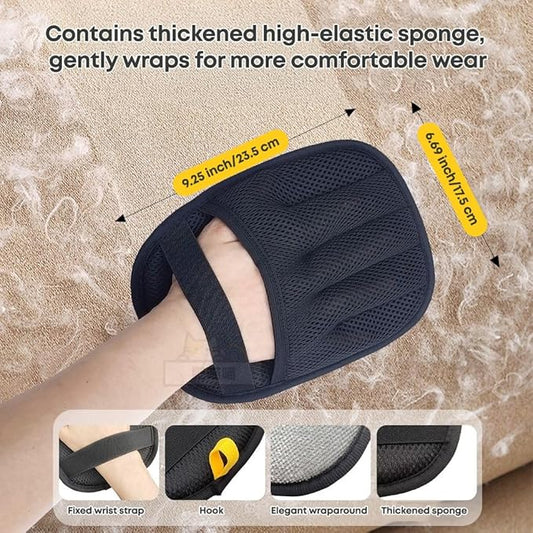 Pet Hair Remover Glove for Cats & Dogs, Upgraded 5-Finger Electrostatic Mesh Mitt, Handheld Grooming Glove Reusable Fur & Lint Remover for Sofa, Couch, Carpet, Clothes & Car Seat – Black