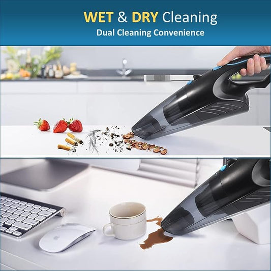 Handheld Vacuum Cordless Rechargeable – 13000PA Powerful Car Vacuum with Best Suction, Lightweight Mini Cleaner for Home/Office, High-Power Dust Busters for Pet Hair, USB Charging & LED Light