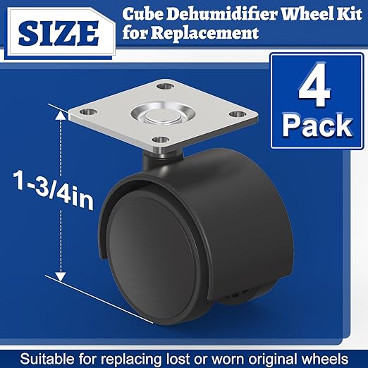 Dehumidifier Wheel Kit Compatible with Midea Cube Dehumidifier, Easy-Move Wheel Casters for Basement Dehumidifiers Mobilization, Replacement Wheel Accessories, 4 Pcs, Black