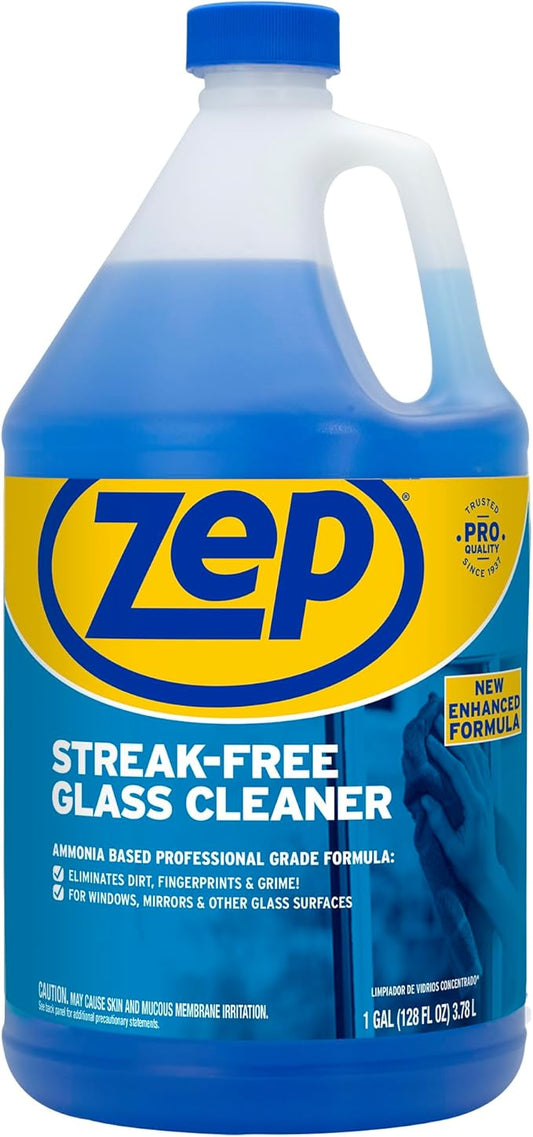 Zep Streak-Free Glass Cleaner 1 Gal (Case of 4) Professional Sprayer Bottle (Case of 12) - ZU1120128 - Ammonia Based Professional Grade Formula