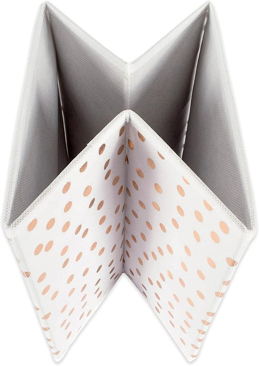 DII Non Woven Polyester Storage Bin, Polka Dot, White & Copper, Large Set of 2