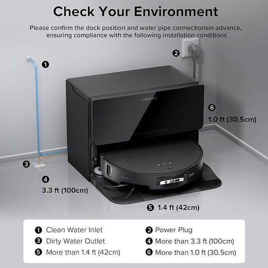 roborock Saros 10 with Refill & Drainage System Robot Vacuum and Mop, 22,000Pa Suction, AI Obstacle Avoidance, 3.14-inch Ultra Thin, Intelligent Dirt Detection, Zero Tangling Main Brush, Hot Water Mop