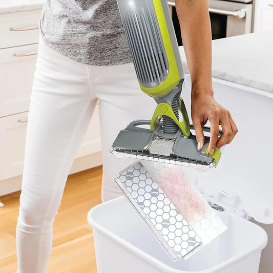 SHARK VM200 VACMOP Cordless Multi Surface Hard Floor Tile Wood Lightweight Floor Cleaner Vacuum Mop with (2) Disposable Pad, (1) Cleaning Solution Included, Light Gray/Green (Renewed)